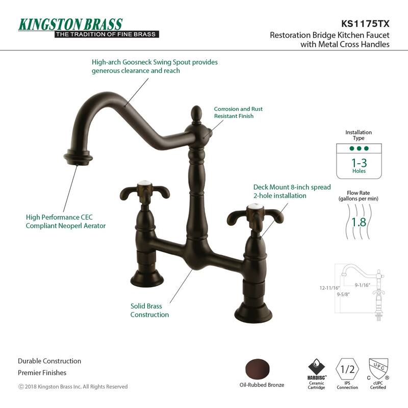 Kingston Brass French Country 1.8 GPM Bridge Kitchen Faucet