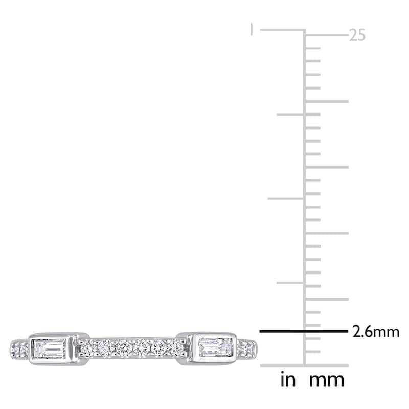 Miadora 14k White Gold 1/4ct TDW Baguette & Round-cut Diamond Anniversary Wedding Band Ring