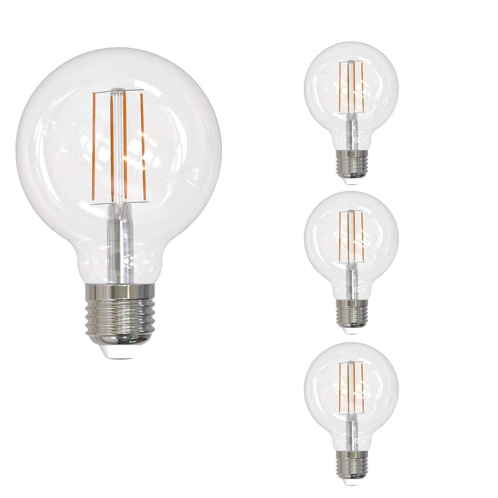 Bulbrite LED Filament Pack of (4) 5 Watt Dimmable G25 Light Bulb with a Clear Finish and Medium (E26) Base - Soft White Light