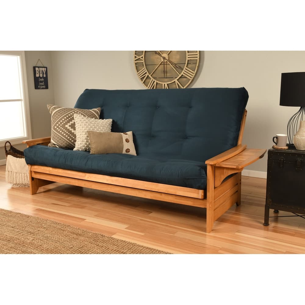 Somette Phoenix Queen-size Futon Set in Butternut Finish with Suede Mattress