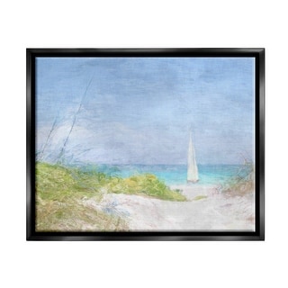 Stupell Sailboat & Beach Path Framed Floater Canvas Wall Art Design by ...
