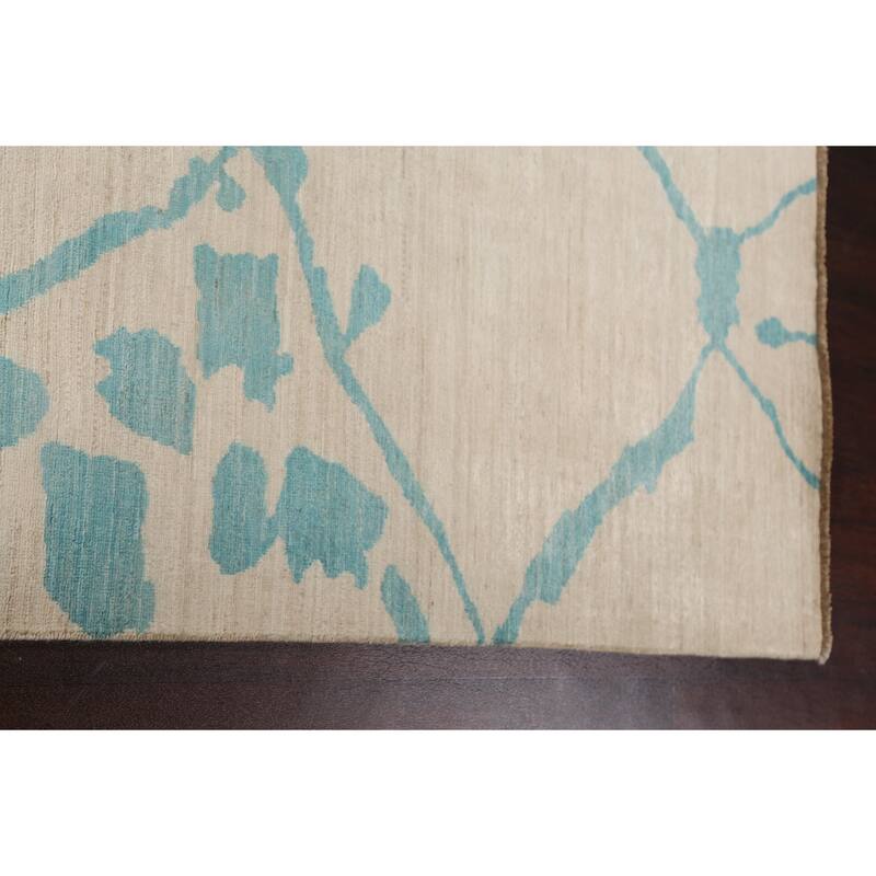Vegetable Dye Contemporary Moroccan Area Rug Hand-knotted Wool Carpet - 7'9" x 9'9"