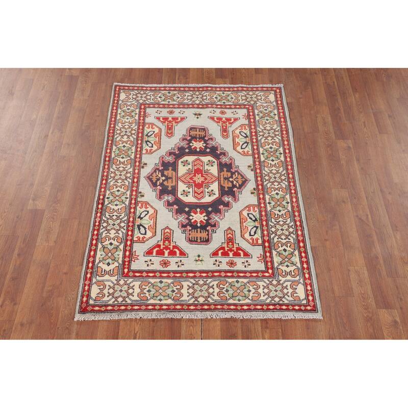 Kazak Oriental Foyer Rug Handmade Wool Carpet - 3'5" x 4'10"