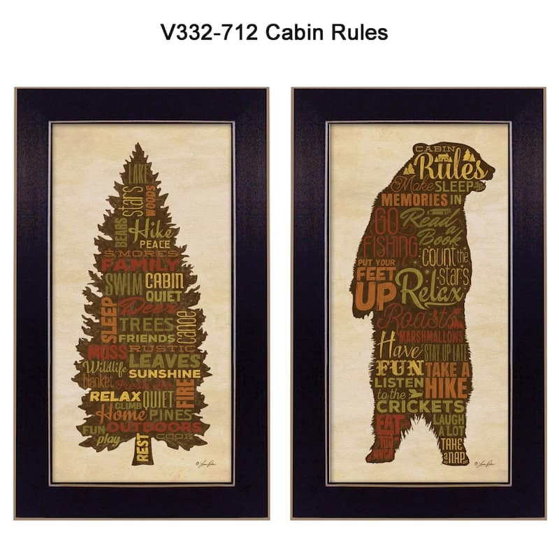 TrendyDecor4U Traditional "Cabin Rules" 2-Piece Vignette by Lauren Rader
