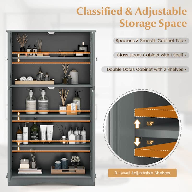 Bathroom Storage Cabinet with Doors and Adjustable Shelves