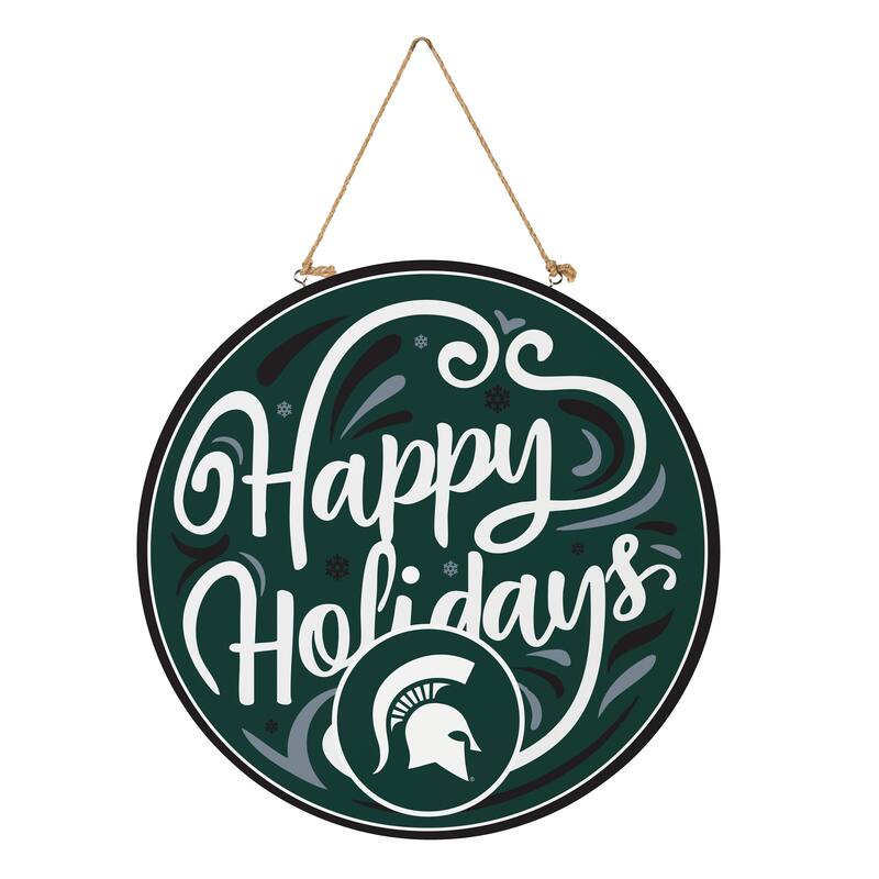 Michigan State University 18" x 18" Happy Holidays Door Décor Wall Sign - 18" x 18"