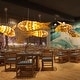 preview thumbnail 1 of 7, Light Lantern Fish Shaped Handmade Wood Ceiling Pendant Lamp - 23.6x9.8in Wood