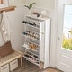 preview thumbnail 6 of 17, White Shoe Cabinet with Full-Length Mirror Stylish Vertical Storage