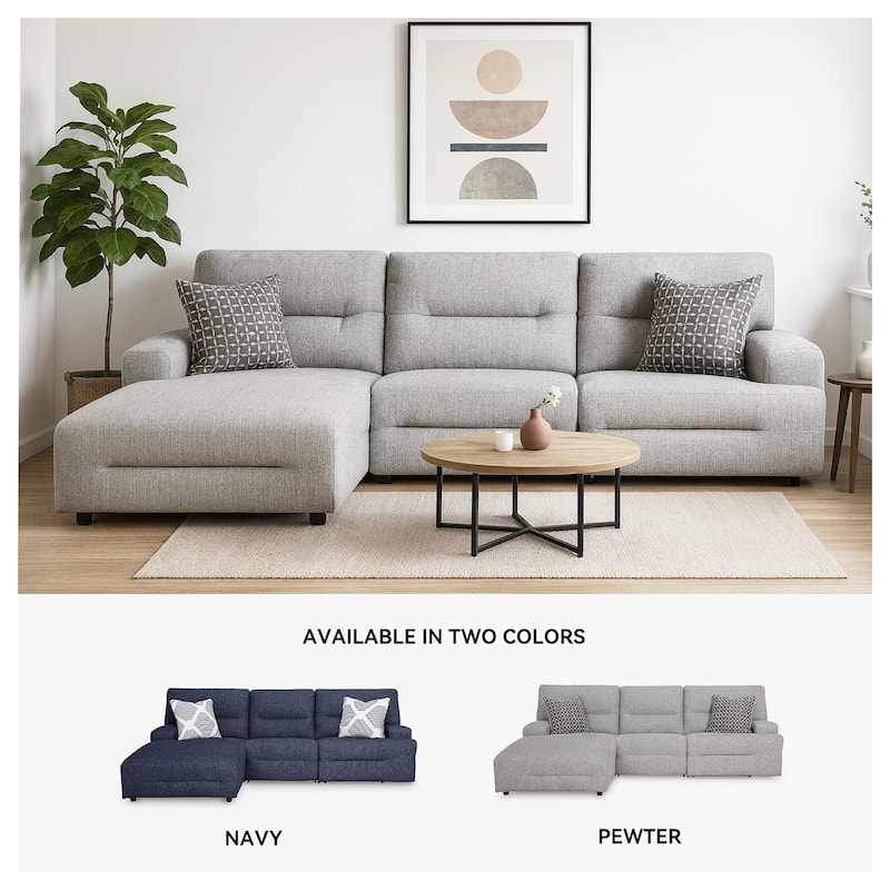 Signature Design by Ashley Acklen Place Light Gray 3-Piece Power Reclining Sectional - 115" W x 71" D x 42" H