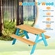 preview thumbnail 10 of 10, Children Outdoor Wooden Table with Bench Seats for Indoor and Outdoor Use - 35" x 14" x 20" (L x W x H)