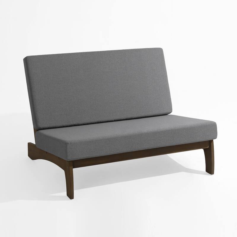 Teak Outdoor Armless Lounge Chair Set Loveseat with Cushions