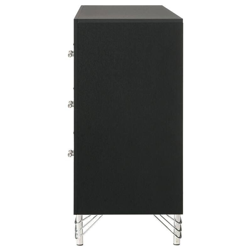 6-Drawer Black Dresser Cabinet with Smooth Glide Drawers, Sleek Contemporary Look, and Spacious Bedroom Storage