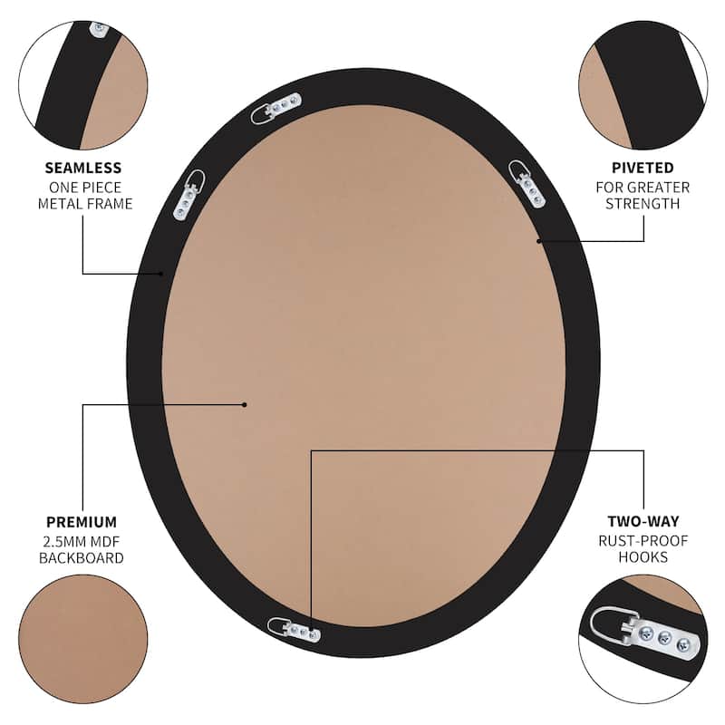 MacLuu Oval Oil Rubbed Bronze Black Wall Mirror - 29" x 29"