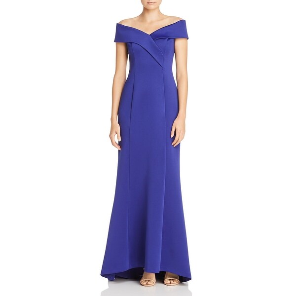 Eliza J Womens Evening Dress Off-The-Shoulder Scuba - Royal Blue