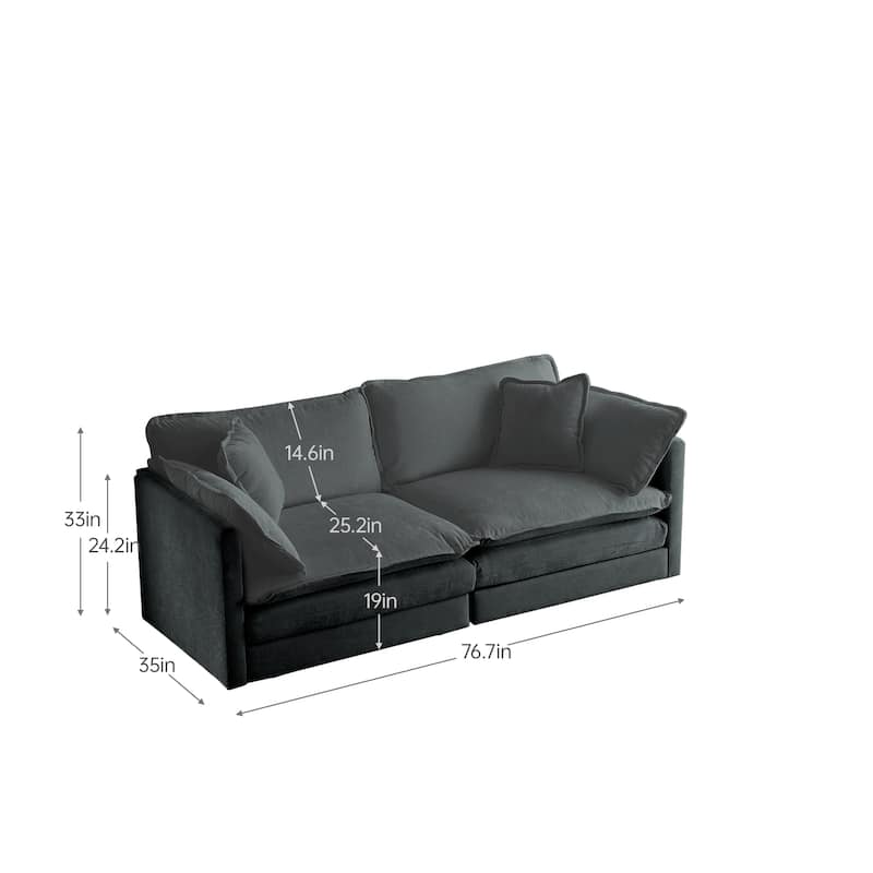 76.7" Chenille 3-Seater Sofa with Customizable Configurations and Premium Comfort