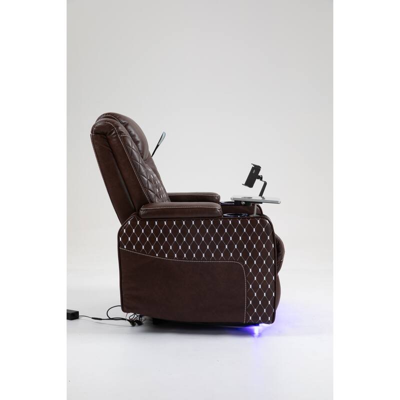 Leather Zero‑Gravity Recliner Chair with Infinite Position, LED & Cup Holders
