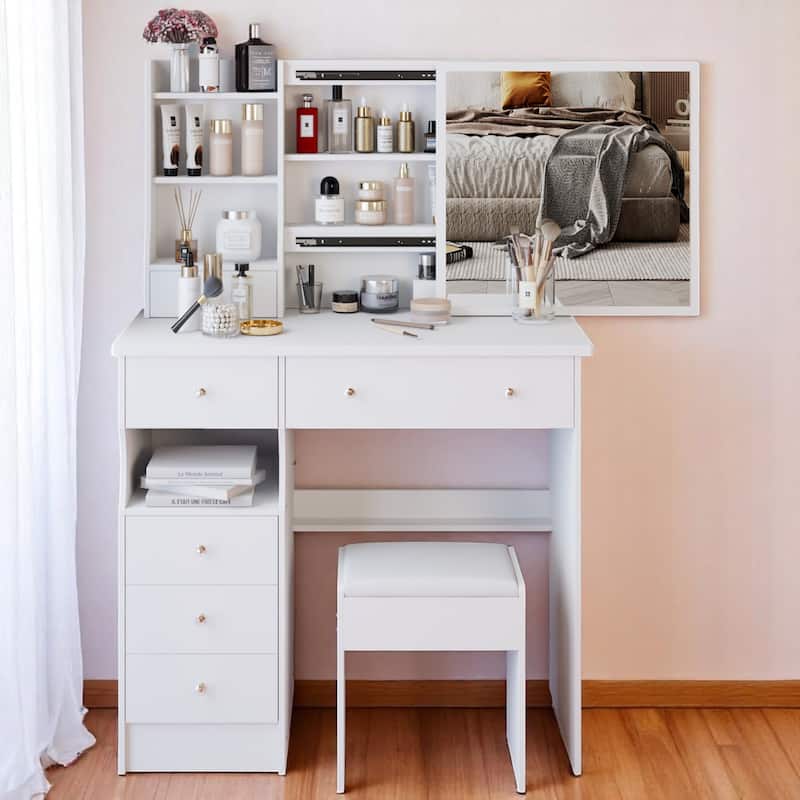KISRAIS 37" Fashion Vanity Desk with Mirror