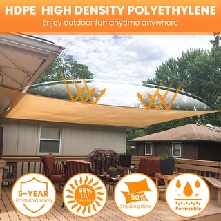 Sun-Ray Rectangle Sun Shade Sail, Sand Color, 185 GSM UV Block Sunshade ...