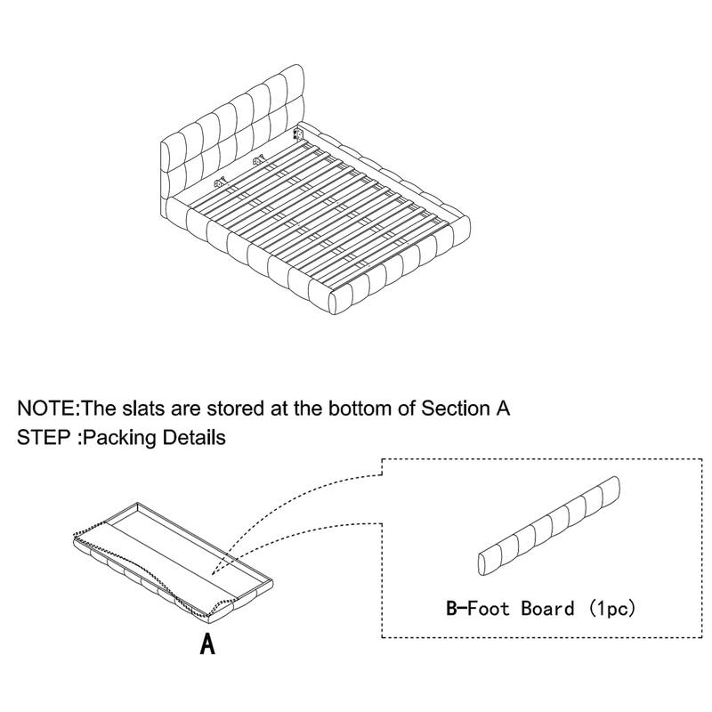 King Upholstered Platform Bed Frame with Thick Chenille Fabric, Grounded Modern Bed with Headboard, No Box Spring Needed