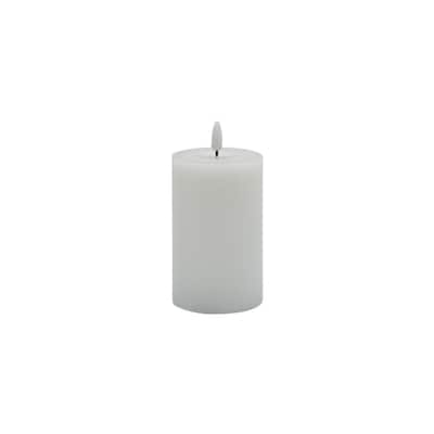 Battery Operated 3D Flame Small LED Pillar Candles - 5" - White