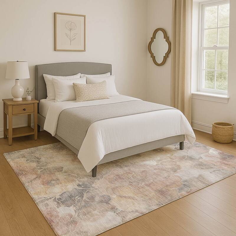 Premium Washable Super Soft Modern Floral Mayfield Rug - Taupe - 3' x 5'