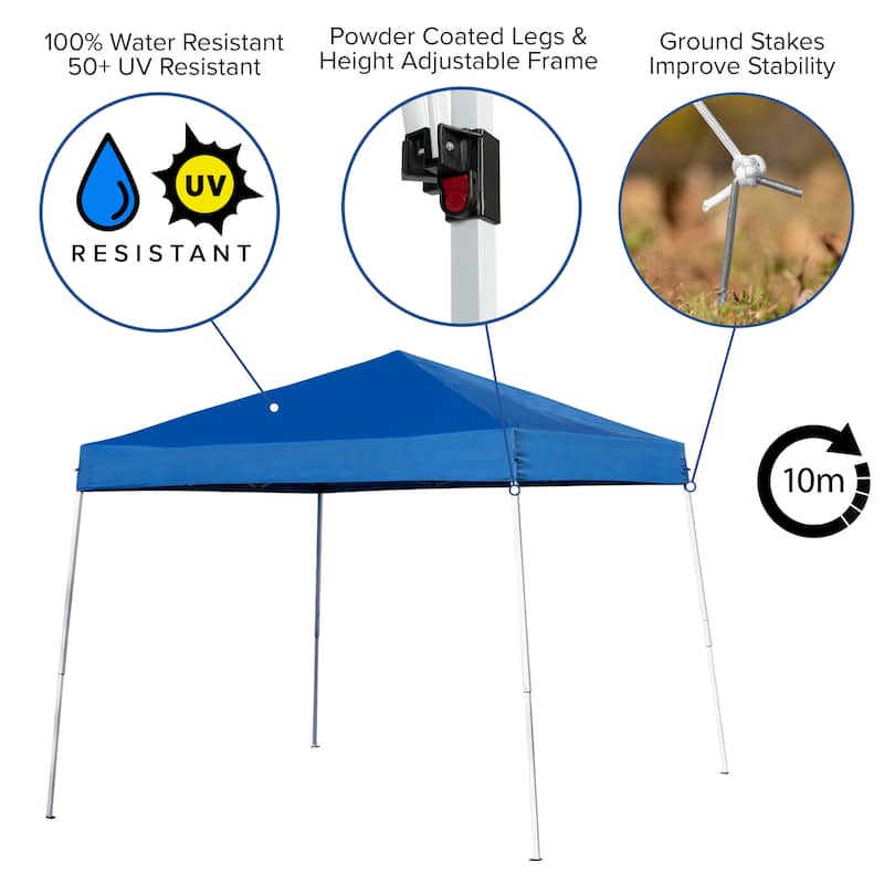 8'x8' Weather Resistant Easy Pop Up Slanted Leg Canopy Tent with Carry Bag - 8x8