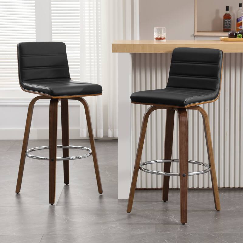 Faux Leather Upholstered Swivel Bar Stools, Counter Stool