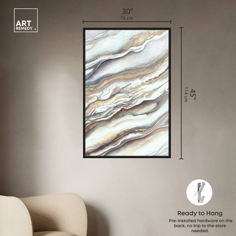 Art Remedy Neutral Lines I Framed Boho Abstract 1 Piece Canvas Wall Art