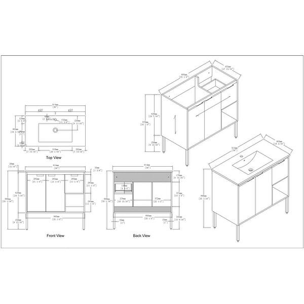 BNK 36 Inch Bathroom Vanity with Sink,Floating Bathroom Vanity or Freestanding is Optional ...