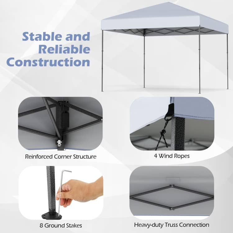 Oxford Fabric Metal Pop Up Canopy Tent with Bag and Adjustable Height