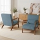 preview thumbnail 90 of 144, 25" W Mid Century Upholstered Wood Accent Chair with Pillow set of 2