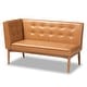 preview thumbnail 4 of 7, Arvid Tan Faux Leather and Walnut Wood 2-PC Dining Nook Banquette Set