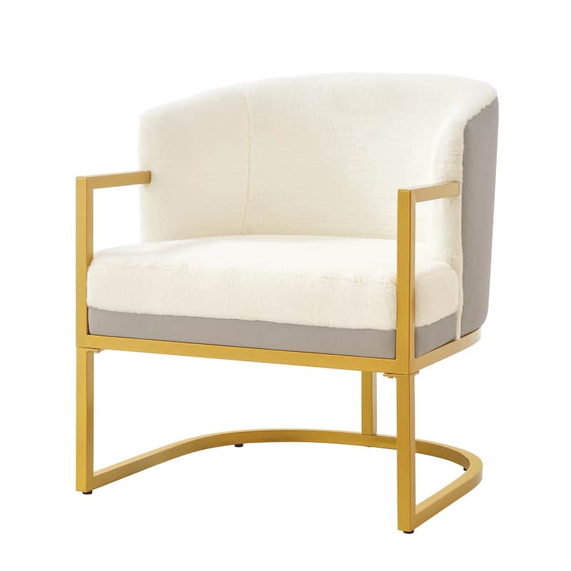 Modern Accent Chair Cozy Armchair Upholstered Reading Chair with Gold Metal Frame Living Room, Bedroom, or Office