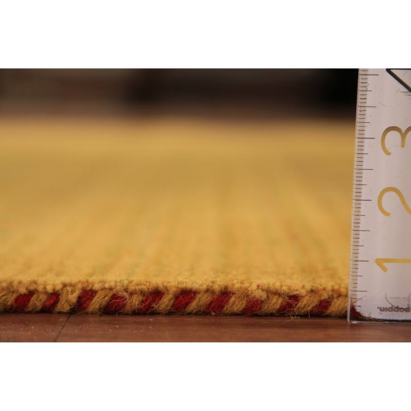 Tribal Gold Gabbeh Oriental Area Rug Hand-Knotted Wool Carpet - 5'5" x 7'7"