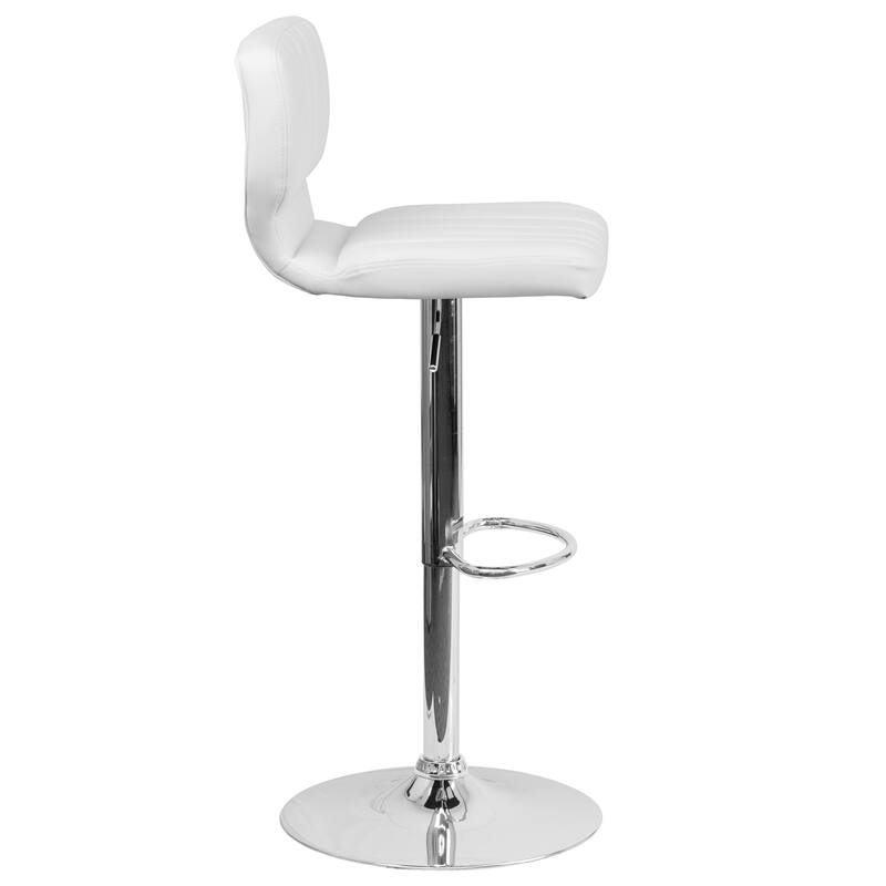 Contemporary Chrome Adjustable Bar Stool - 16.5"W x 19"D x 34.5" - 43"H