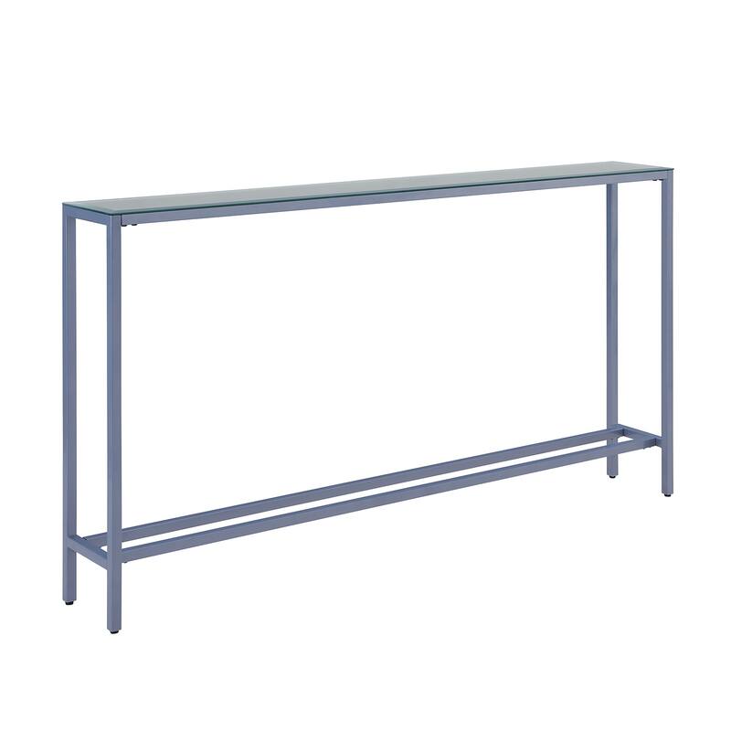 SEI Furniture Ham Long Narrow Console Table with Mirrored Top