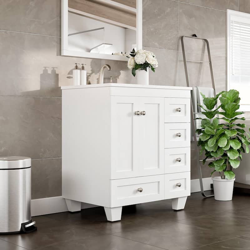 Eviva Acclaim 28 in. Bath Vanity with White Carrara Quartz Top