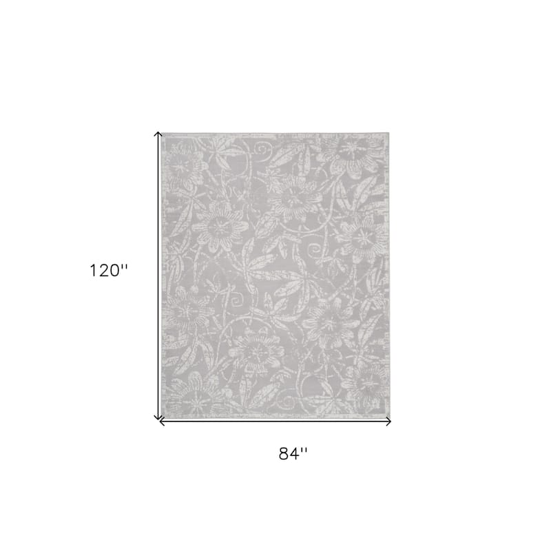 Hilic Power Loomed Distressed Floral Traditional Non Skid Stain Resistant Area Rug By HomeRoots - 120' X '84' X '0.39