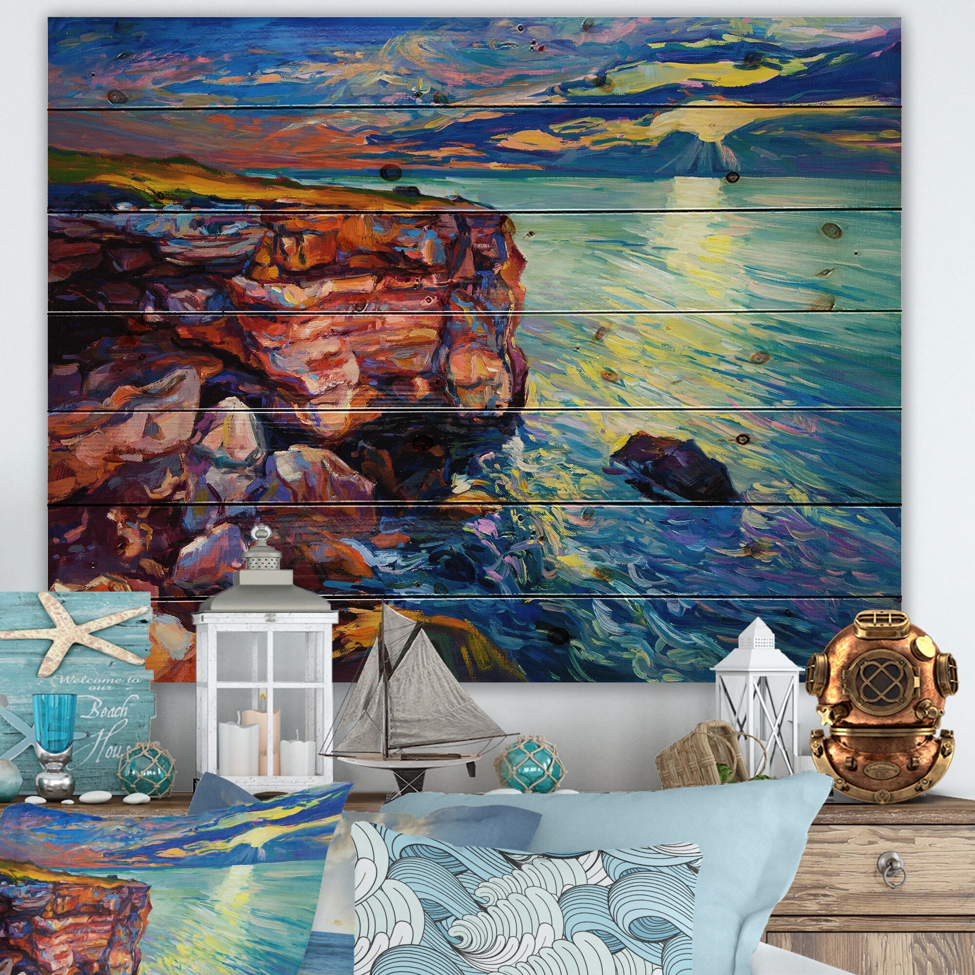 Designart 'By The Cliffside Ocean View Impression'-image