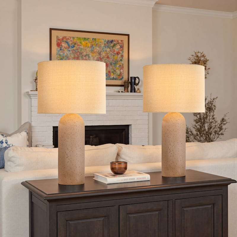 26.7" Ceramic Accent Table Lamp, Bedside Table Lamps With 3-way Dimming Switch