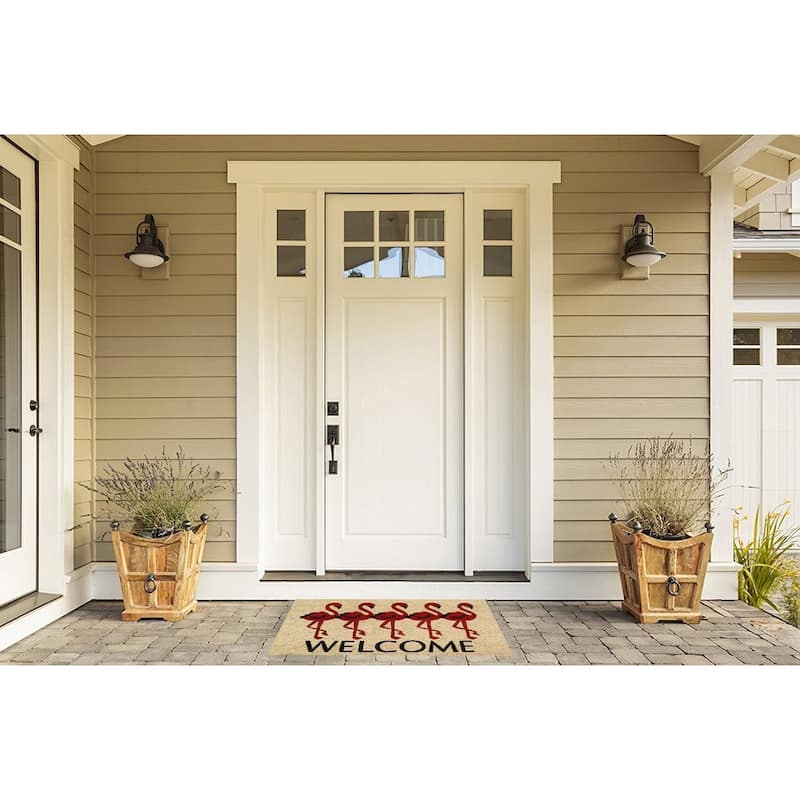 A1HC Natural Coir Doormat with Classic Design PVC Backing,0.75 Inch Pile Height, Natural Color, Front Outdoor Double Doormat