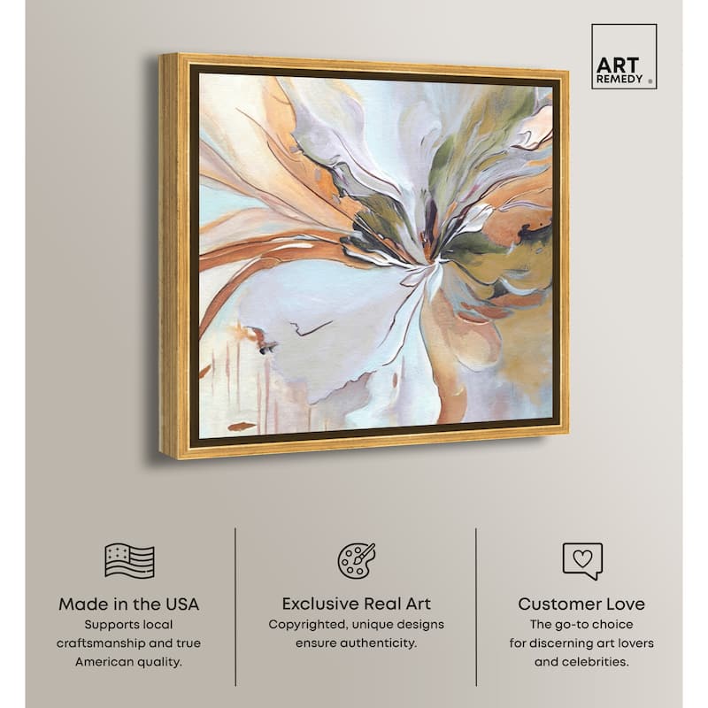 Art Remedy Golden Aesthetic Framed Boho Abstract 1 Piece Canvas Wall Art