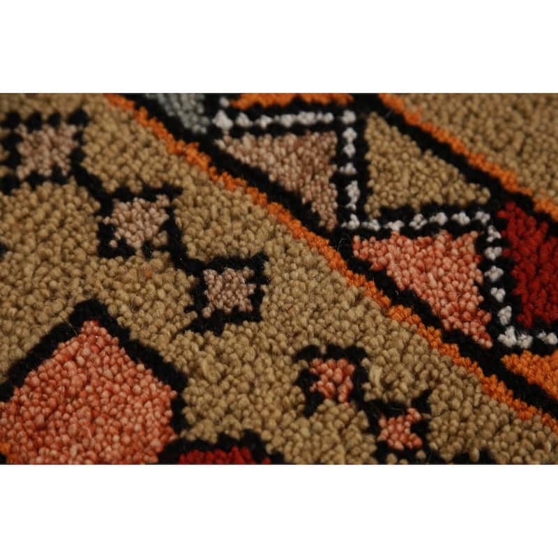 Hand Knotted Oriental 100% Wool Carpet Traditional Tribal Yellow & Gold Heriz (serapi) Runner Rug - 10' 0'' X 4' 1''