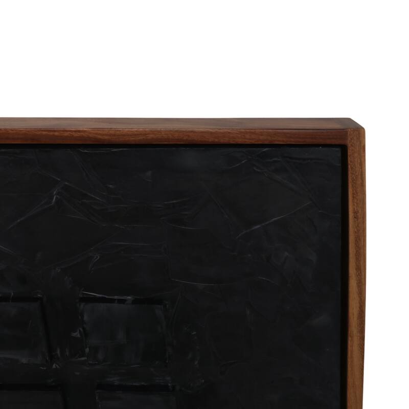 Wood Frame Canvas Wall Decor Acrylic Paste (Set of 2) - 47" Black