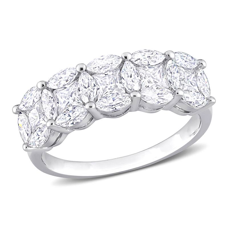 Miadora 2 1/2ct DEW Marquise Princess Created Moissanite Ring Sterling Silver