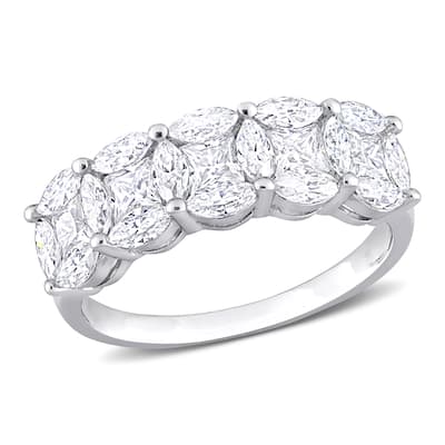 Miadora 2 1/2ct DEW Marquise Princess Created Moissanite Ring Sterling Silver