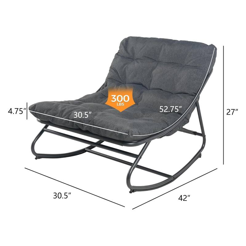 Rocking Chair with Thick Cushion, Indoor and Outdoor