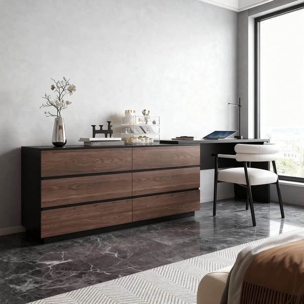 Modern Home Office Expandable Dresser Desk Combo with 6 Drawers - Bed Bath  & Beyond - 40821948