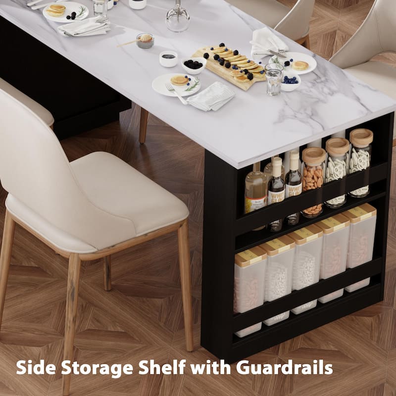 Tinny MDF Kitchen Island with Extendable Dining Table(32-in x28-in x36-in)