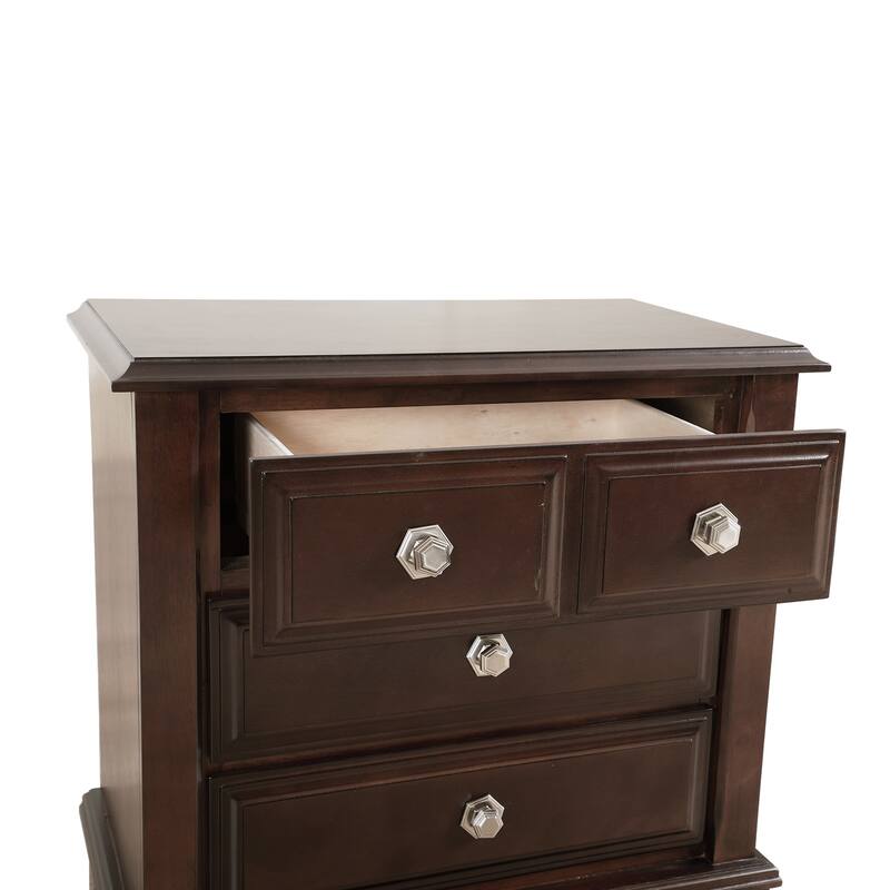 4-Drawer Wooden Nightstand - 30" - Black